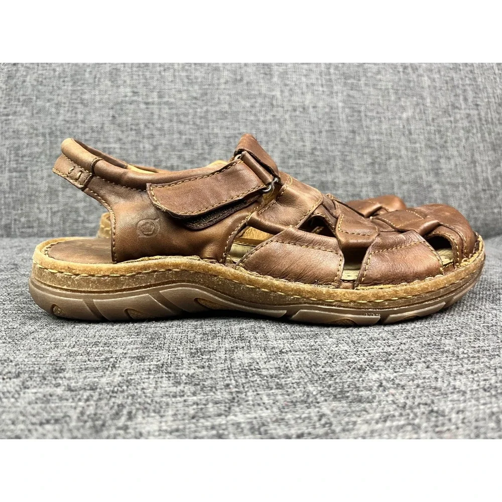 Born Cabot III Mens Brown Leather Fisherman Sandals Caged Closed Toe Size 11/44